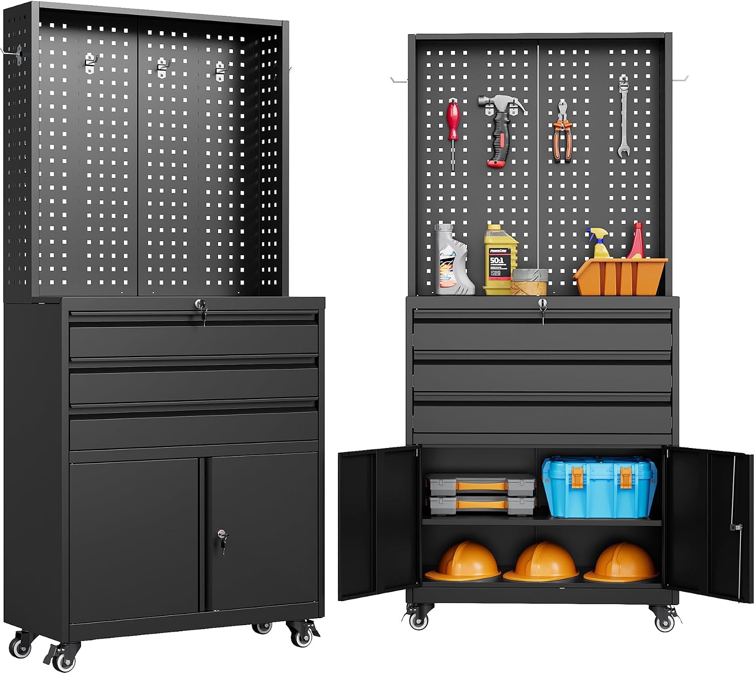 Workshop Tools Shelf - Armário de Armazenamento Metálico Preto com