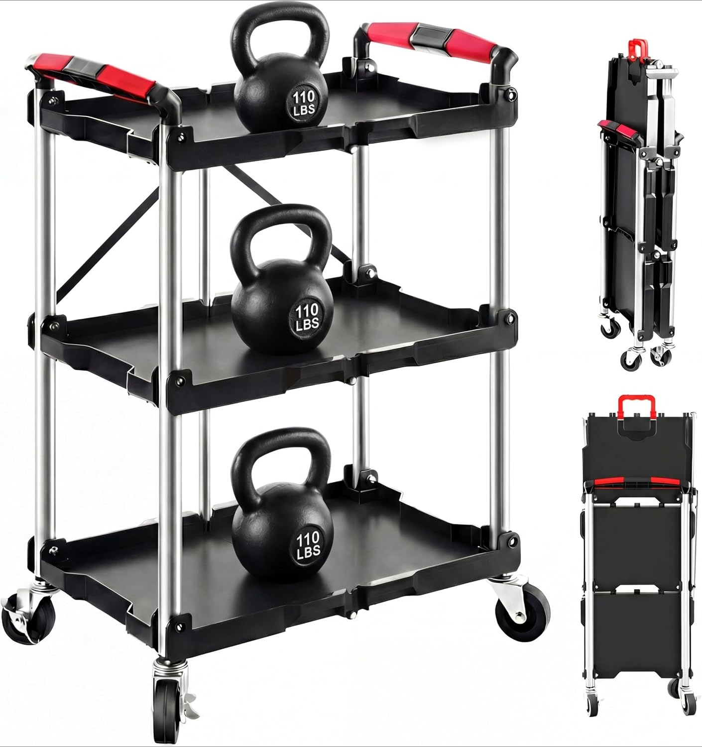 Workshop Tools Shelf - Carrinho de Serviço Dobrável com 3